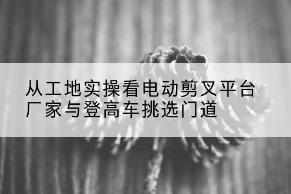 凤庆电动剪叉升降平台厂家-从工地实操看电动剪叉平台厂家与登高车挑选门道